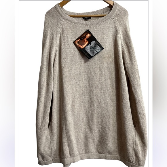 IMAN tan shawl sweater two holes for hands in the front Sz M/L Women - Picture 1 of 5